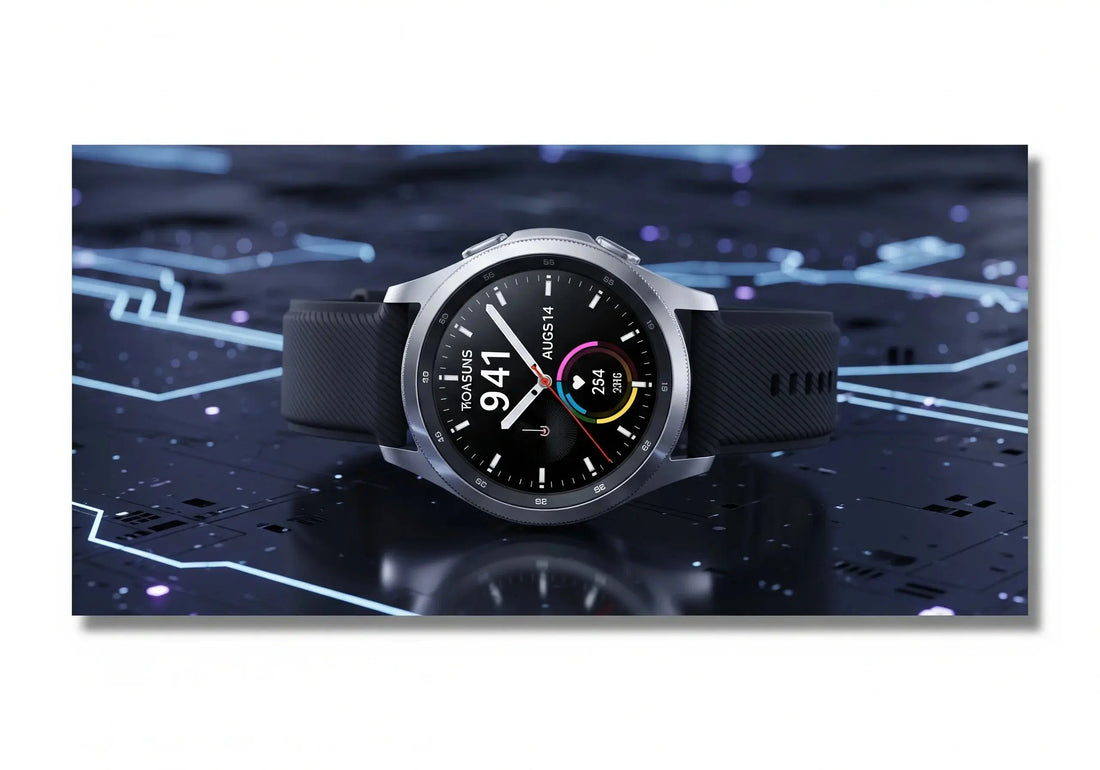 Galaxy Watch 4 Classic con display moderno su sfondo futuristico e tecnologico