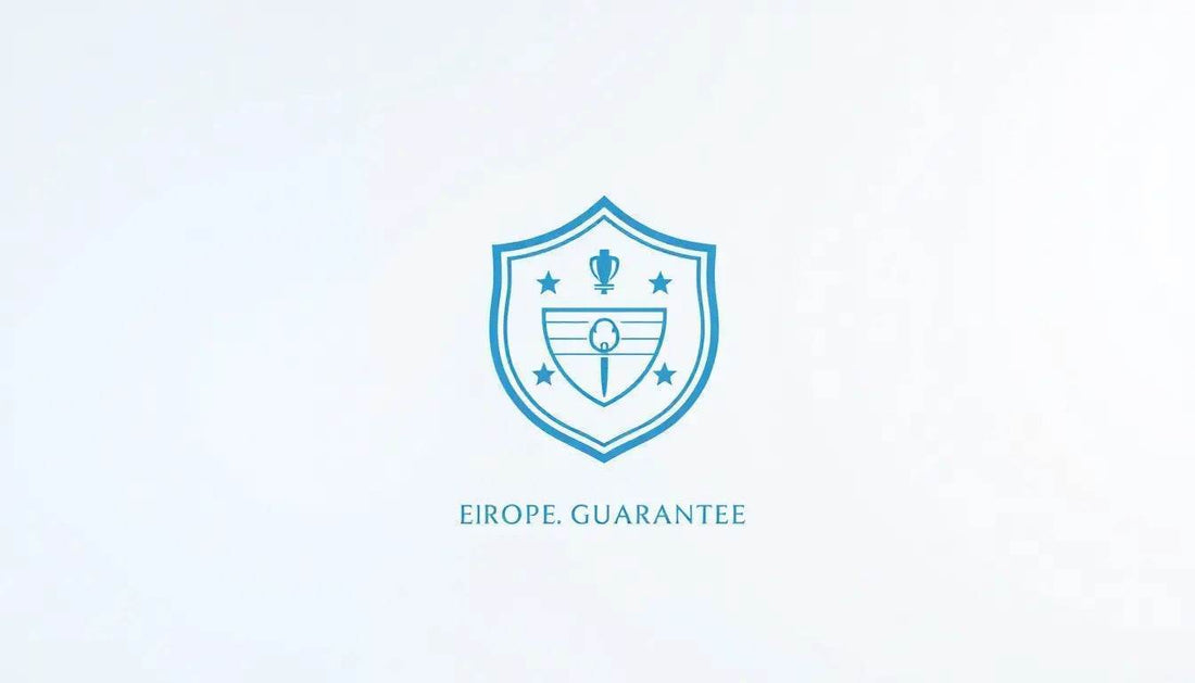 Logo garanzia europea con scudo blu e testo EIROPE GUARANTEE per come funziona la garanzia europea su TecnoRoyal