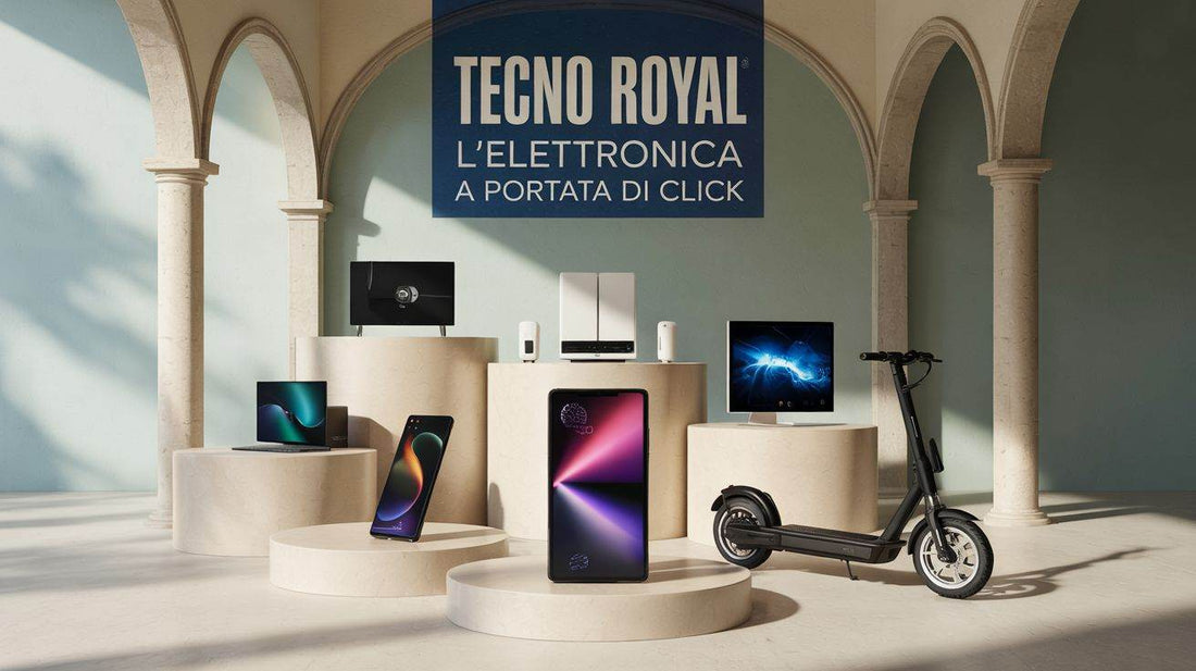 Benvenuti in TecnoRoyal con prodotti di elettronica come smartphone, tablet, monopattino e accessori hi-tech