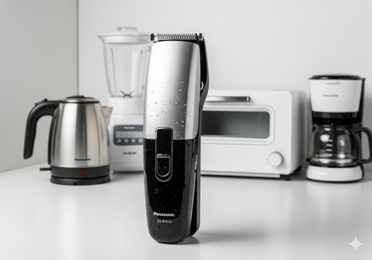 Rasoi Panasonic in un ambiente moderno con elettrodomestici da cucina sullo sfondo