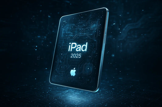 Tablet futuristico iPad 2025 con design tecnologico e grafica avanzata