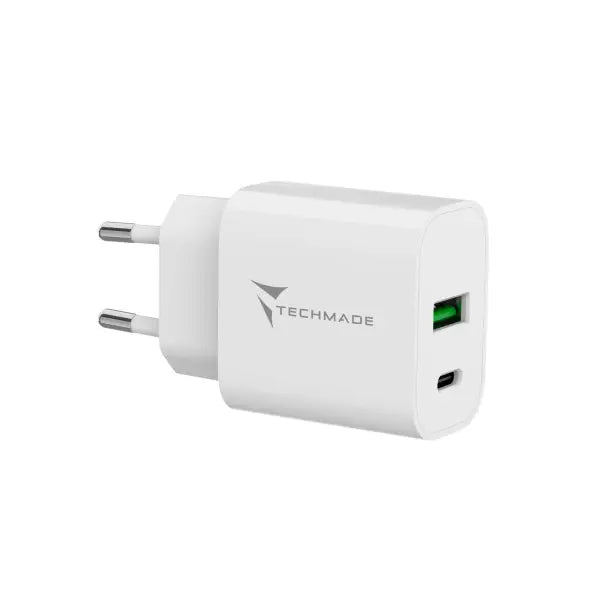 Alimentatore Universale USB e Type C 20W Fast Charge Bianco Caricabatterie