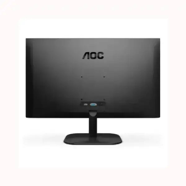 Monitor AOC nero visto da dietro con supporto centrale e design minimalista