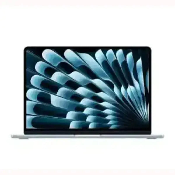 Apple MacBook Air argento vista frontale schermo con motivo astratto portatile sottile leggero per lavoro e studio.