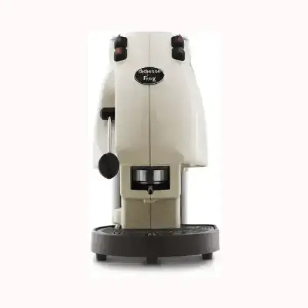 Machine à café Didiesse Frog en blanc avec base noire et levier de mousse de lait