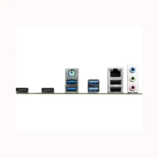 Pannello posteriore con porte USB e audio di una scheda madre ASROCK