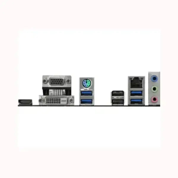Porte posteriori della scheda madre ASROCK con USB, VGA, DVI, Ethernet e jack audio