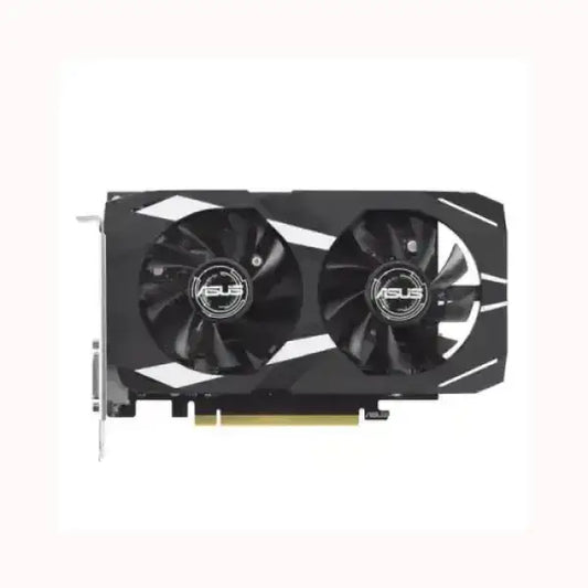Scheda video ASUS con doppia ventola di raffreddamento e design nero e bianco