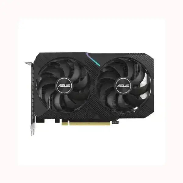 Scheda video ASUS con doppia ventola di raffreddamento e design nero compatto per PC gaming