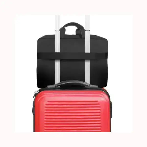 Borsa nera ATLANTIS da viaggio con manico e attacco per trolley rosso rigido