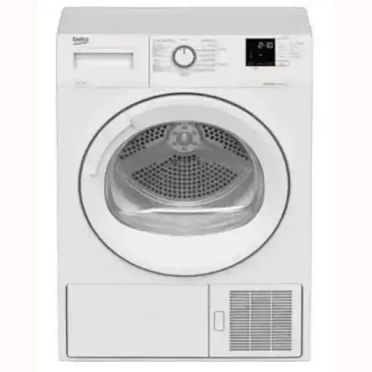 Asciugatrice Beko bianca con oblò trasparente e pannello di controllo digitale