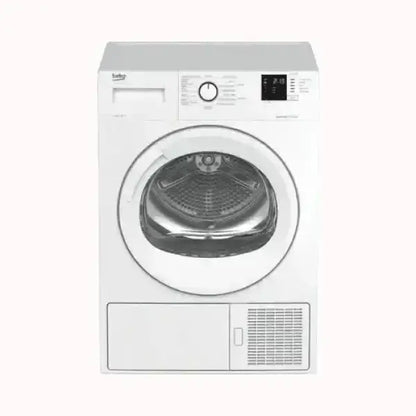 Asciugatrice BEKO bianca con oblò trasparente e pannello digitale per impostazioni
