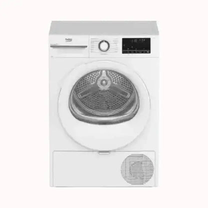 Asciugatrice Beko bianca con oblò trasparente e pannello di controllo digitale