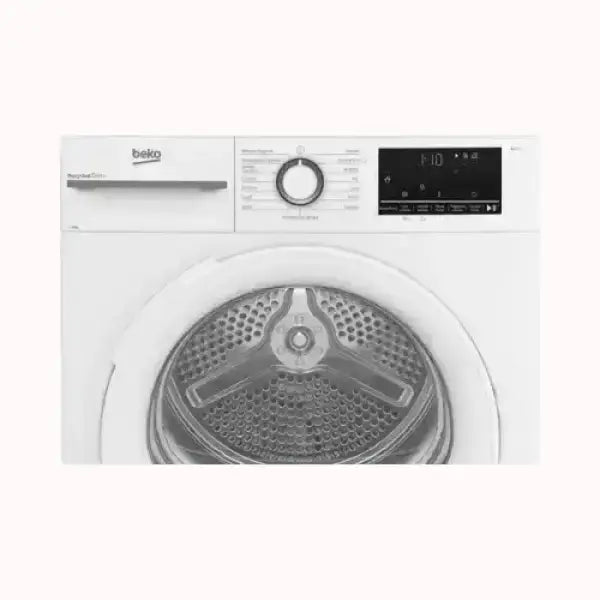 Asciugatrice Beko bianca a libera installazione con porta trasparente e pannello di controllo digitale