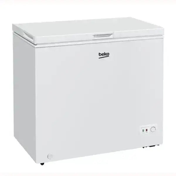 Beko congelatore bianco a pozzetto con apertura superiore e pannello di controllo semplice