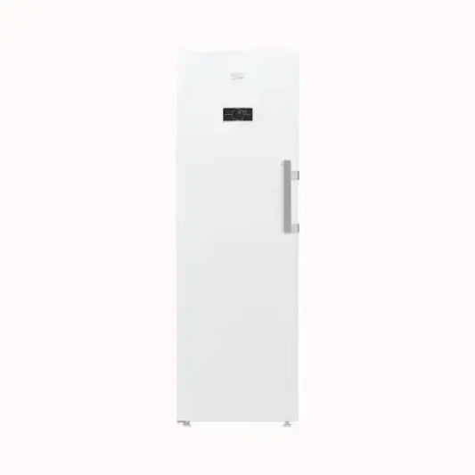 Beko congelatore verticale bianco con pannello di controllo digitale e maniglia metallica