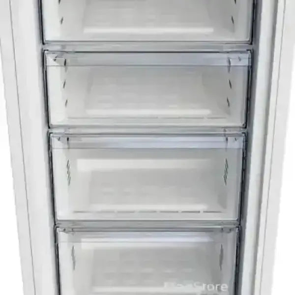 BEKO congelatore verticale bianco con quattro cassetti trasparenti per conservazione alimenti