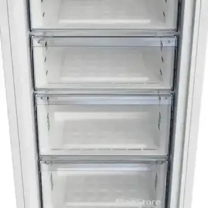BEKO congelatore verticale bianco con quattro cassetti trasparenti per conservazione alimenti