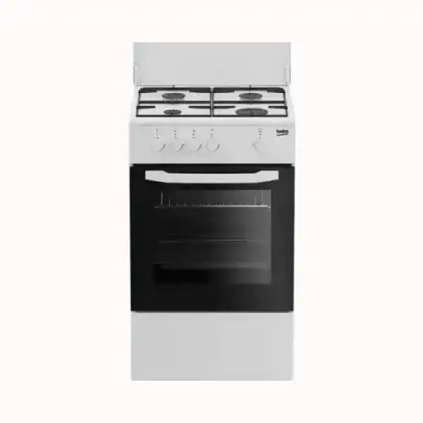 Cucina BEKO con forno e piano cottura a gas con quattro fuochi colore bianco e nero