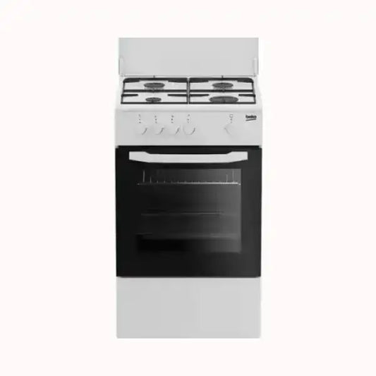 Cucina BEKO con forno e piano cottura a gas con quattro fuochi colore bianco e nero