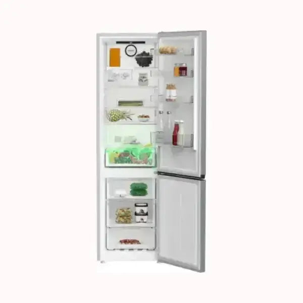 Beko Frigo con doppia anta aperta che mostra scomparti ben organizzati e conservazione alimenti