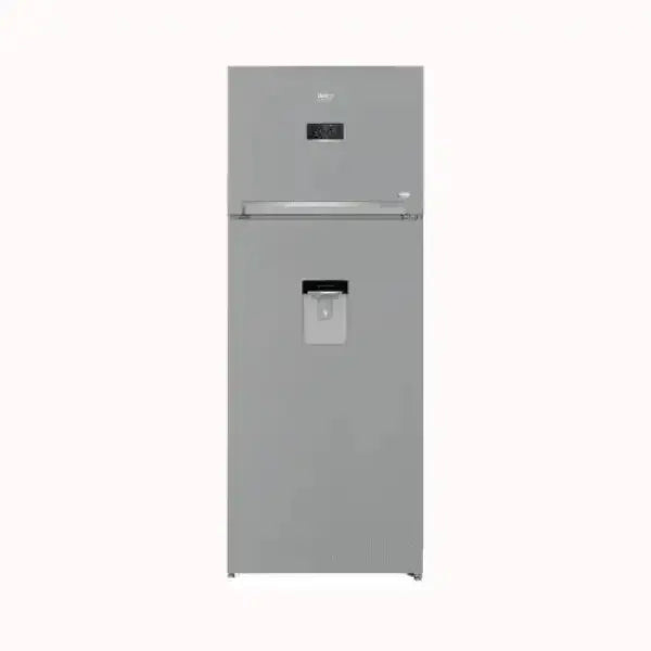 Frigorifero BEKO grigio con congelatore superiore e dispenser acqua integrato
