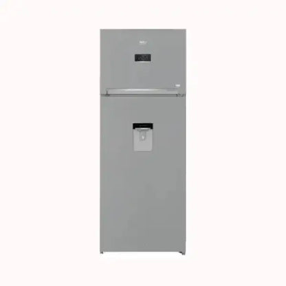 Frigorifero BEKO grigio con congelatore superiore e dispenser acqua integrato
