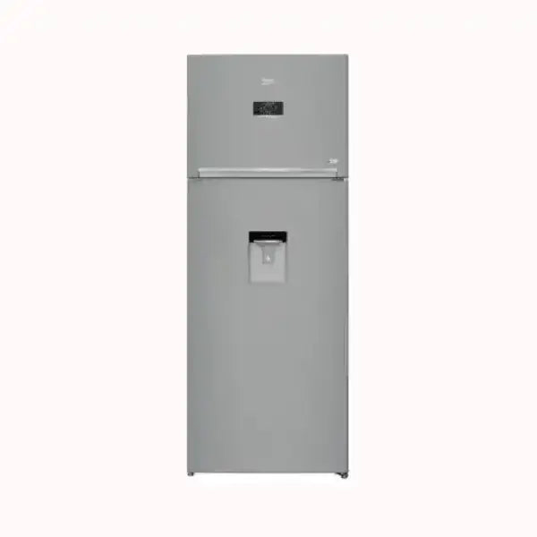 Frigorifero BEKO con congelatore superiore e dispenser acqua integrato in acciaio inox