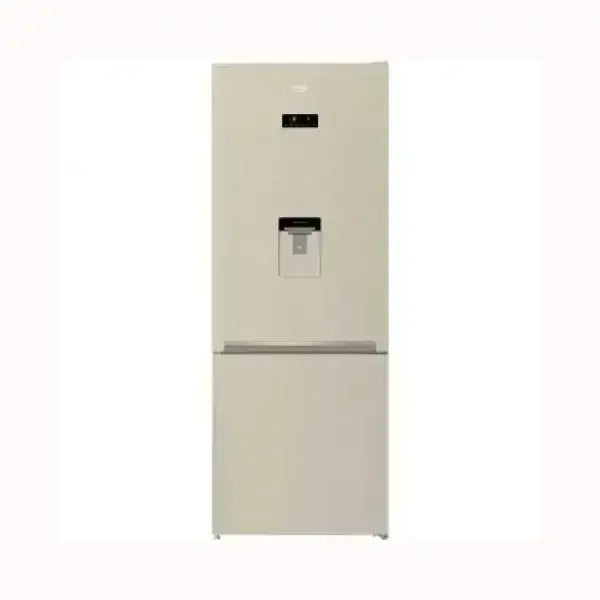 Frigorifero Beko beige con dispenser acqua integrato e display digitale frontale