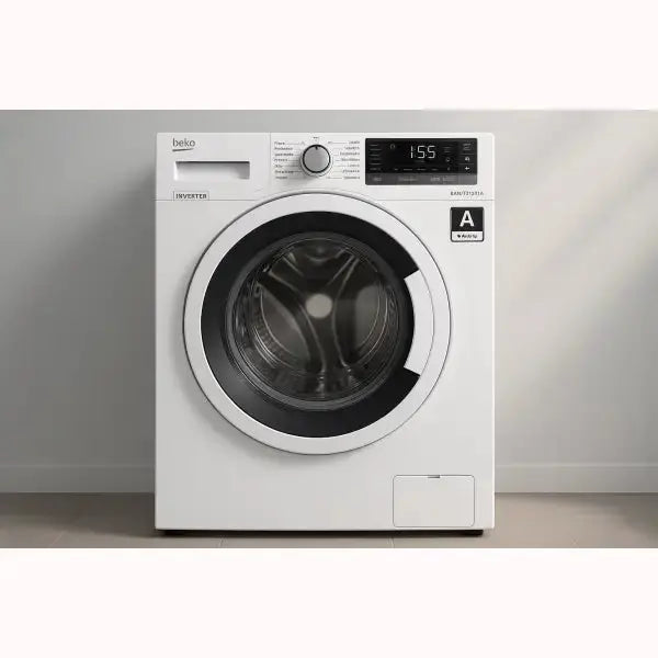 Lavatrice frontale Beko bianca con oblo grande display digitale manopola e classe energetica A