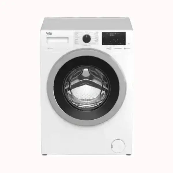 Lavatrice BEKO bianca a carica frontale con display digitale e manopola di selezione programmi