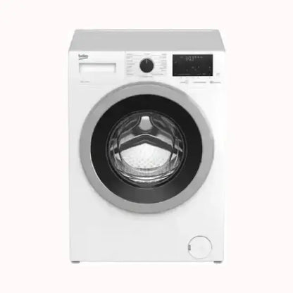 Lavatrice BEKO bianca a carica frontale con display digitale e manopola di selezione programmi