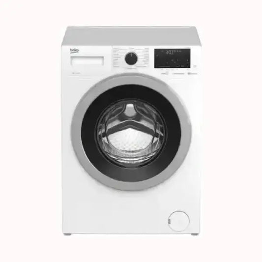 Lavatrice BEKO bianca a carica frontale con display digitale e manopola di selezione programmi
