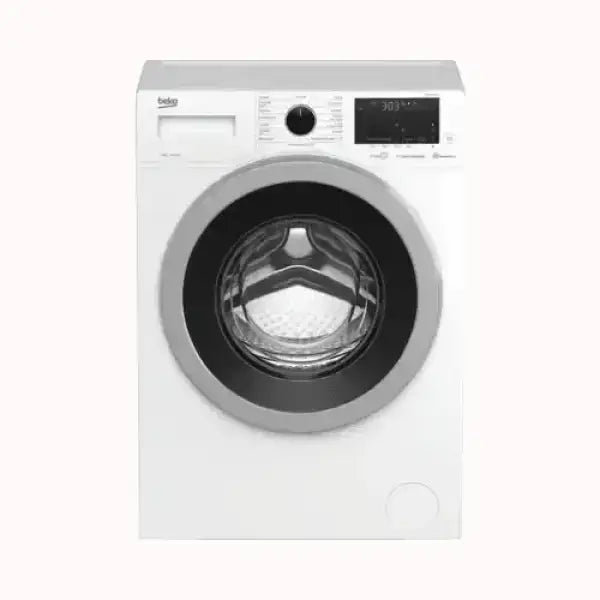 Beko lavatrice a carica frontale bianca con oblò trasparente e pannello di controllo digitale