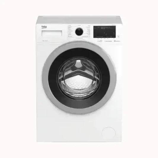 Beko lavatrice a carica frontale bianca con oblò trasparente e pannello di controllo digitale
