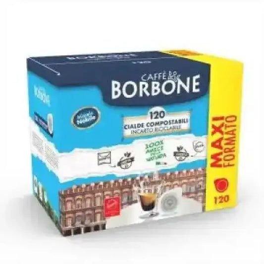 Confezione maxi formato cialde Borbone compostabili per caffè con 120 capsule biodegradabili