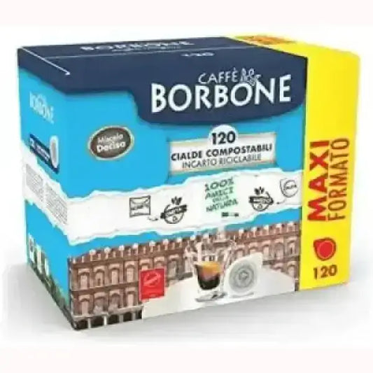 Confezione maxi formato cialde Borbone compostabili per caffè con 120 pezzi