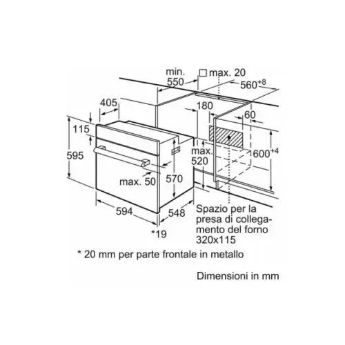 BOSCH FORNO INCASSO MULTIFUNZIONE VENTILATO DISPLAY 60CM NERO HBF133BA0 - Forni - TecnoRoyal