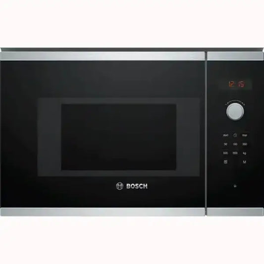 Forno microonde Bosch in acciaio inox con display digitale e manopola di controllo