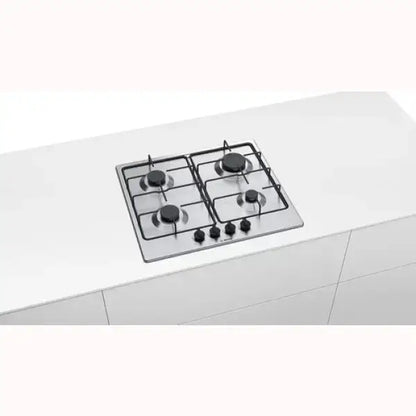 Piano cottura Bosch BOSCH PGP6B5B86 in acciaio inox con 4 fuochi e manopole frontali