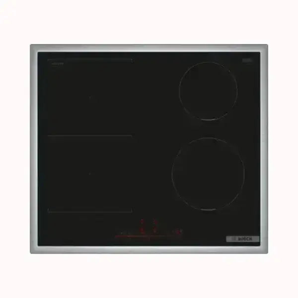 Piano cottura BOSCH in vetroceramica nero con cornice in acciaio inox e comandi touch
