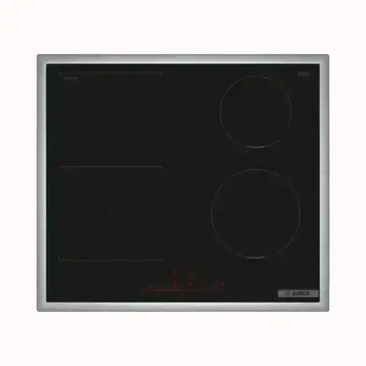 Piano cottura BOSCH in vetroceramica nero con cornice in acciaio inox e comandi touch