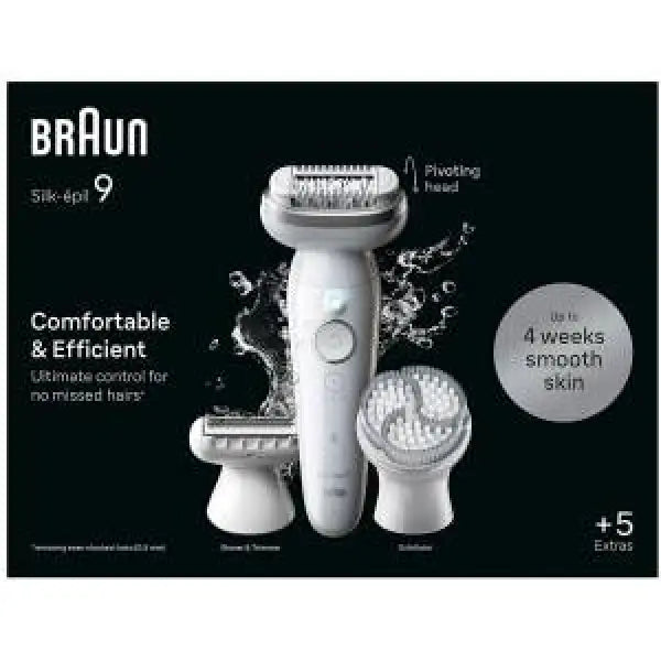 Depilatore Braun Silk-épil 9 con testina pivotante e accessori per pelle liscia fino a 4 settimane