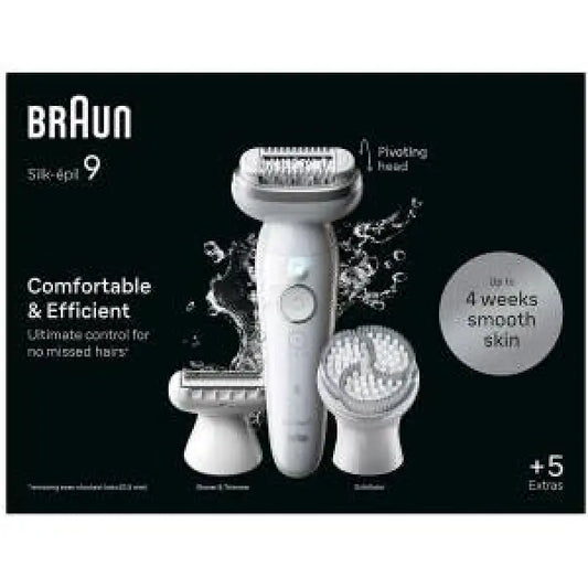 Depilatore Braun Silk-épil 9 con testina pivotante e accessori per pelle liscia fino a 4 settimane