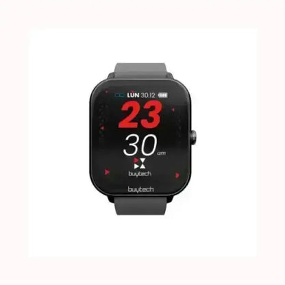 Smartwatch BUYTECH con display digitale quadrato e cinturino nero moderno
