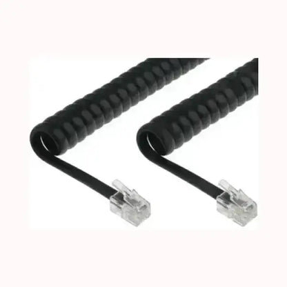 Cavo telefonico Intellinet nero a spirale con connettori trasparenti RJ11 per telefoni fissi