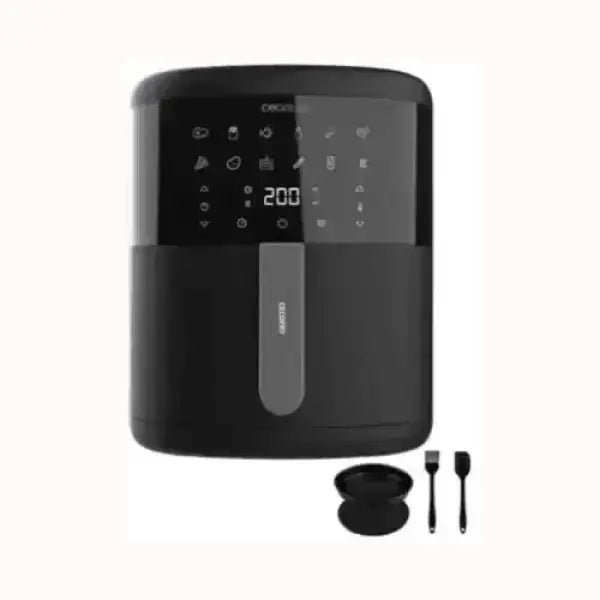 Friggitrice ad aria nera Cecotec con display digitale e accessori per cucina