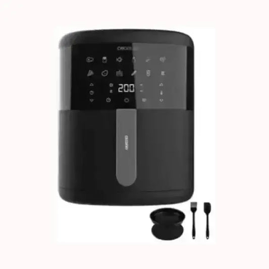 Friggitrice ad aria nera Cecotec con display digitale e accessori per cucina