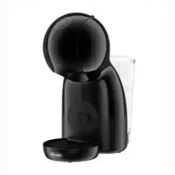 Macchina da caffè DeLonghi nera compatta con serbatoio acqua trasparente