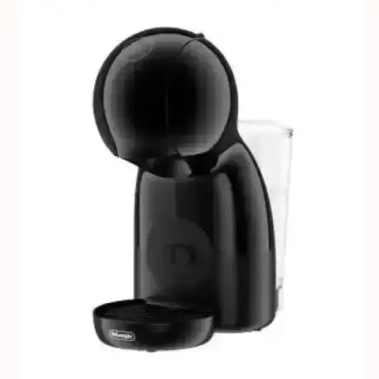 Macchina da caffè DeLonghi nera compatta con serbatoio acqua trasparente